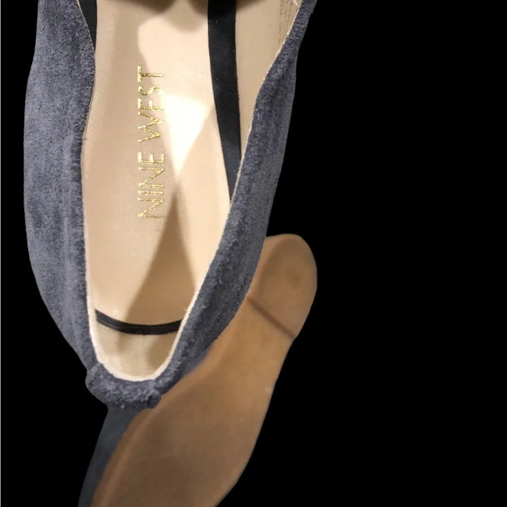 Nine West 7 M Womens Gray Suede Quinko Slip-on‎ Flats
